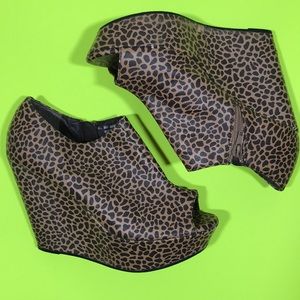 BUMPER Textured Animal Print Zip Wedges